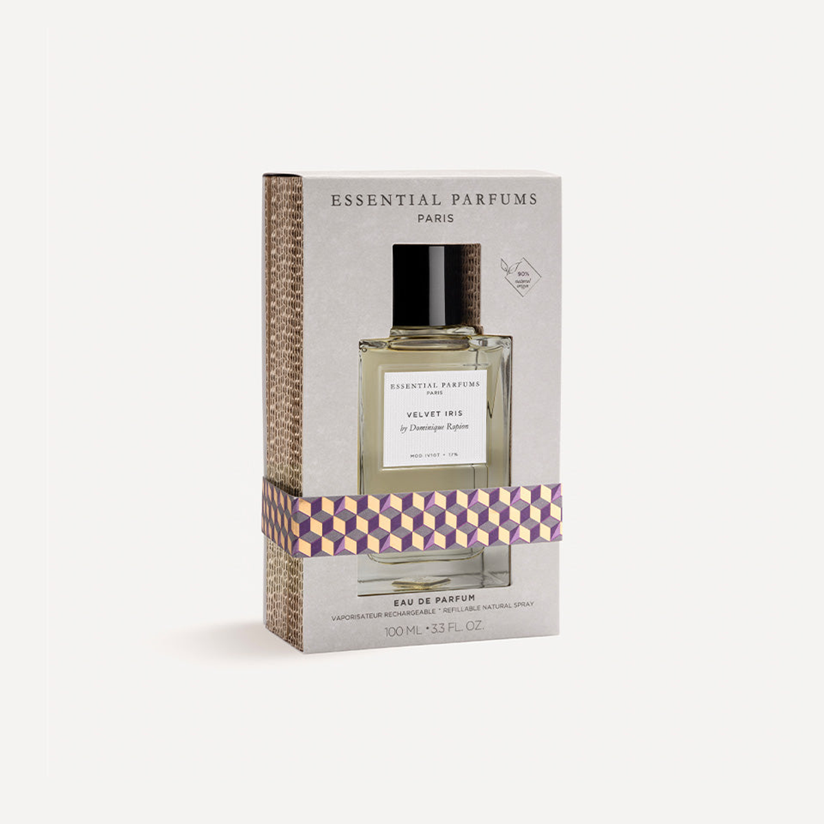 Official Essential Parfums Velvet Iris 100ml bottle in retail packaging
