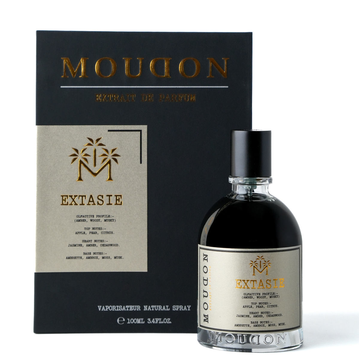 Moudon Extasie Extrait de Parfum 100ml bottle and retail box