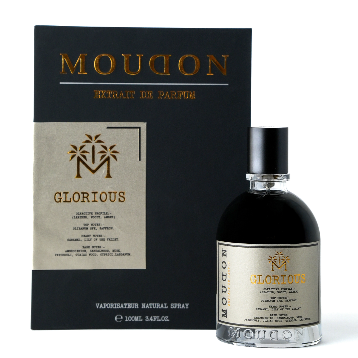 Moudon Glorious Extrait de Parfum 100ml bottle and retail box