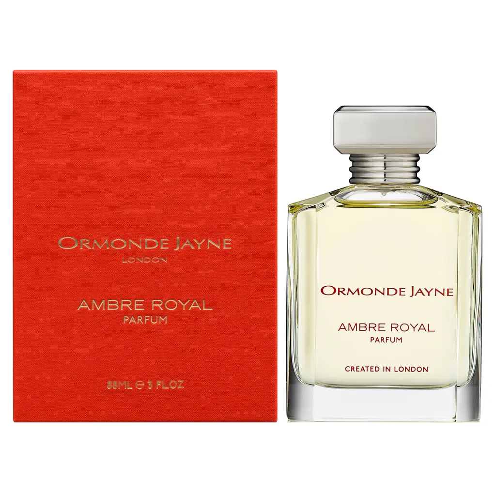 Ormonde Jayne Ambre Royal Parfum 88ml bottle and orange-red box