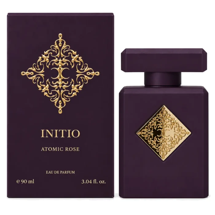 Initio Atomic Rose 90ml purple bottle and presentation box