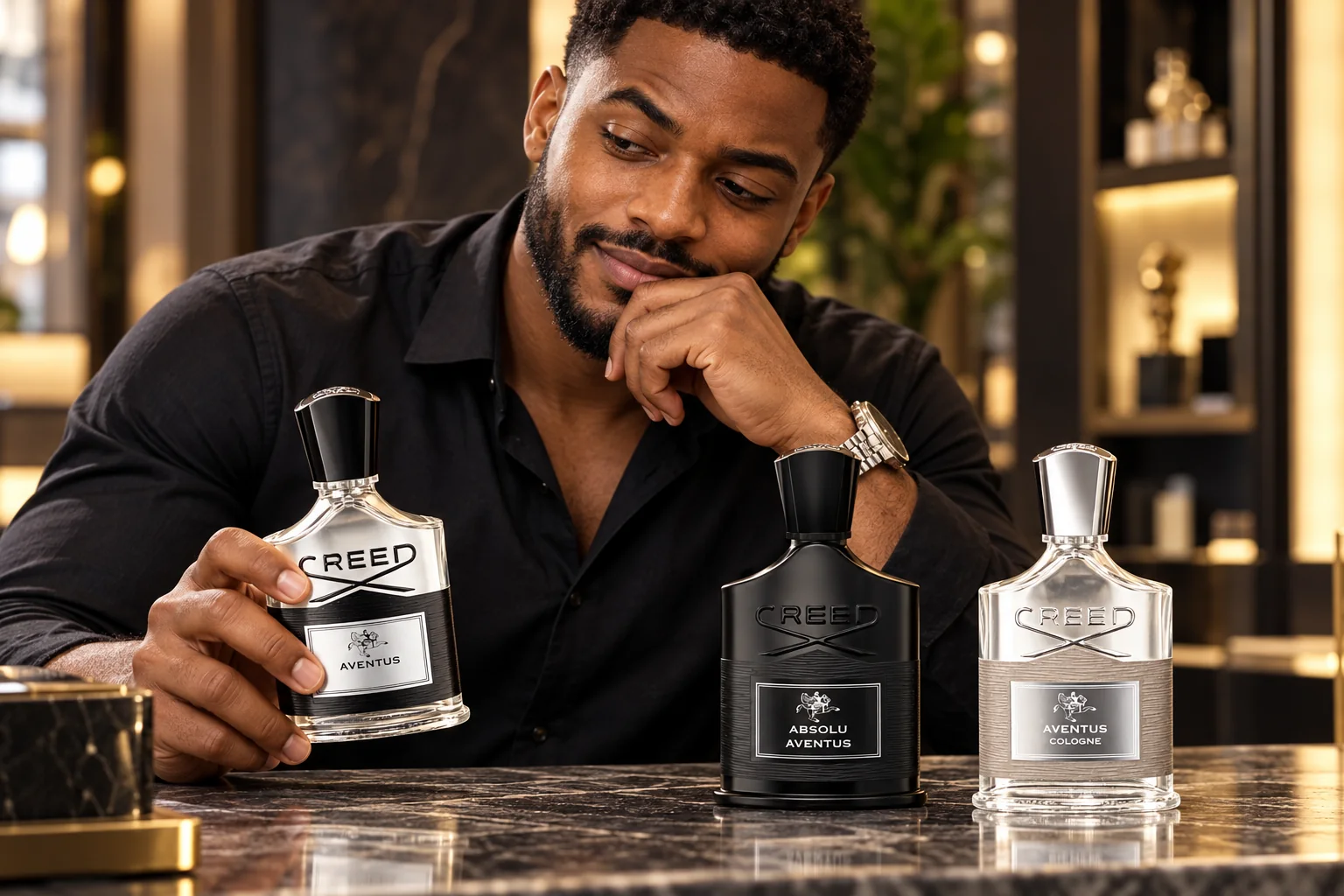 Buyer choosing between Creed Aventus, Absolu Aventus and Aventus Cologne