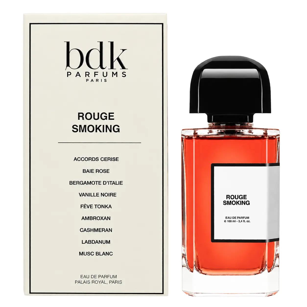 BDK Parfums Rouge Smoking bottle and box on a pure white background