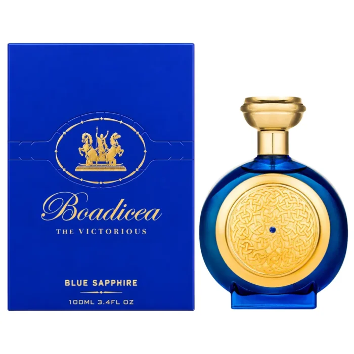 Boadicea the Victorious Blue Sapphire 100ml bottle and blue presentation box
