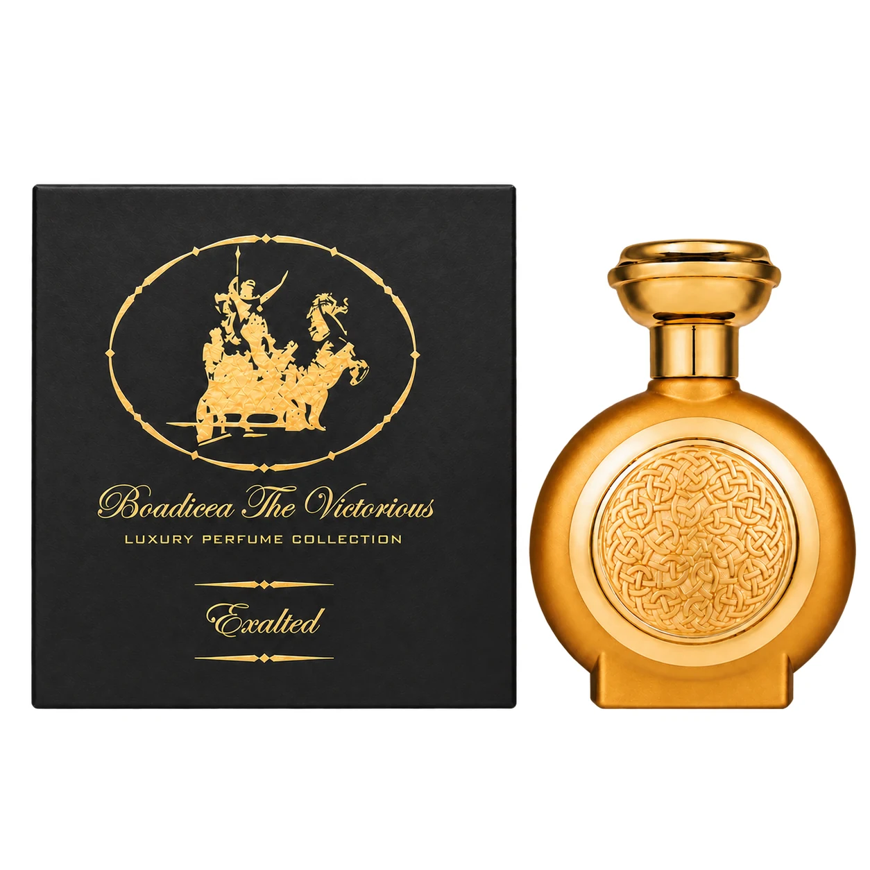 Boadicea the Victorious Exalted 100ml bottle and presentation box, facing forward on a white background