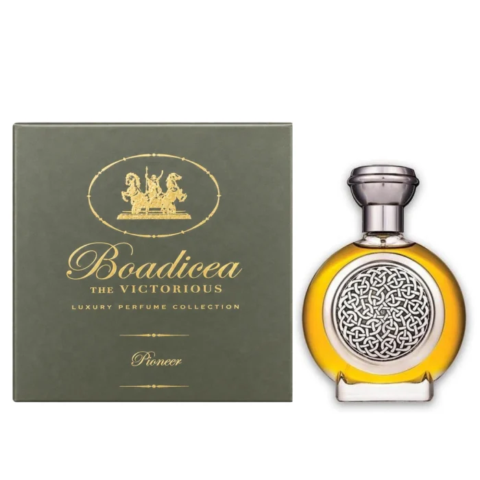 Boadicea the Victorious Pioneer 100ml bottle and presentation box, facing forward on a white background