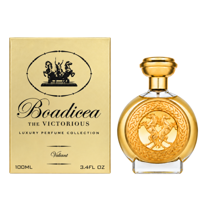 Boadicea the Victorious Valiant 100ml bottle and pack on a white background