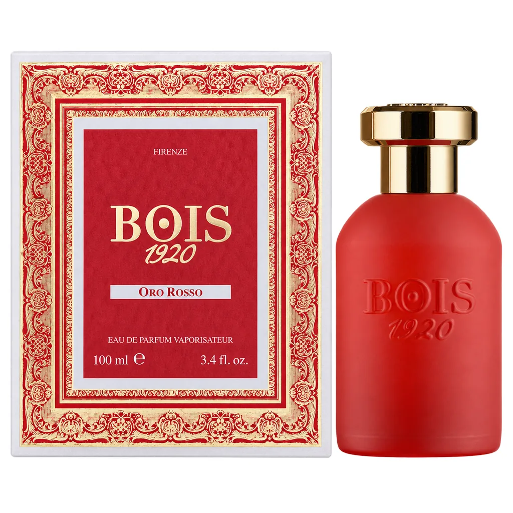 Bois 1920 Oro Rosso 100ml Eau de Parfum red bottle and presentation box on white