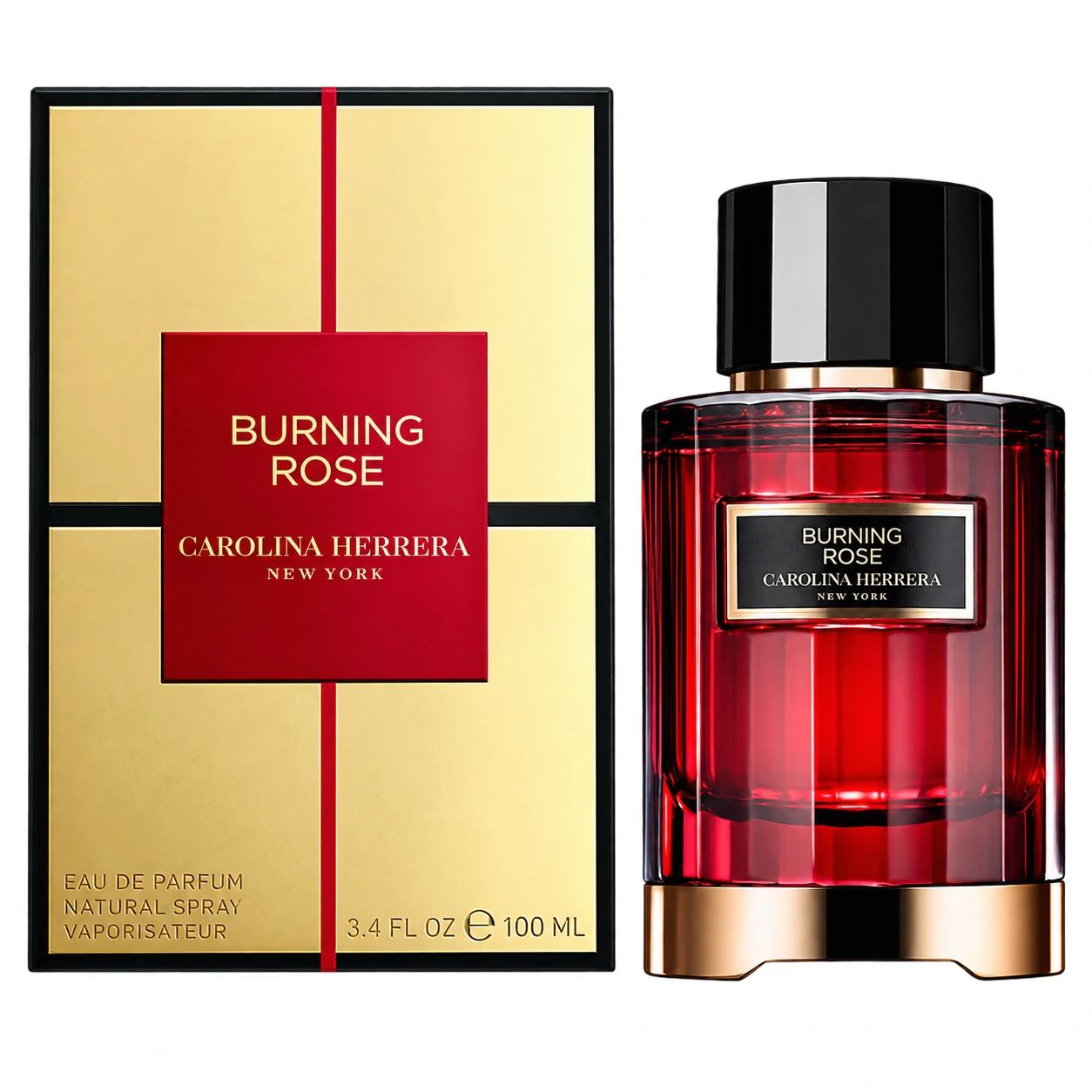 Carolina Herrera Burning Rose 100ml Eau de Parfum bottle and box