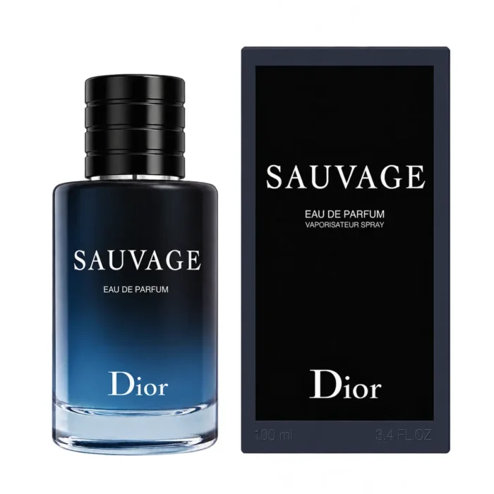 Dior Sauvage EDP 100ml bottle and closed carton, front view