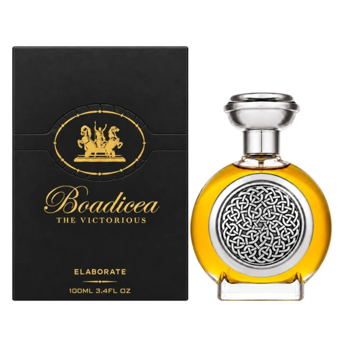 Boadicea the Victorious Elaborate 100ml bottle and new black carton on a white background