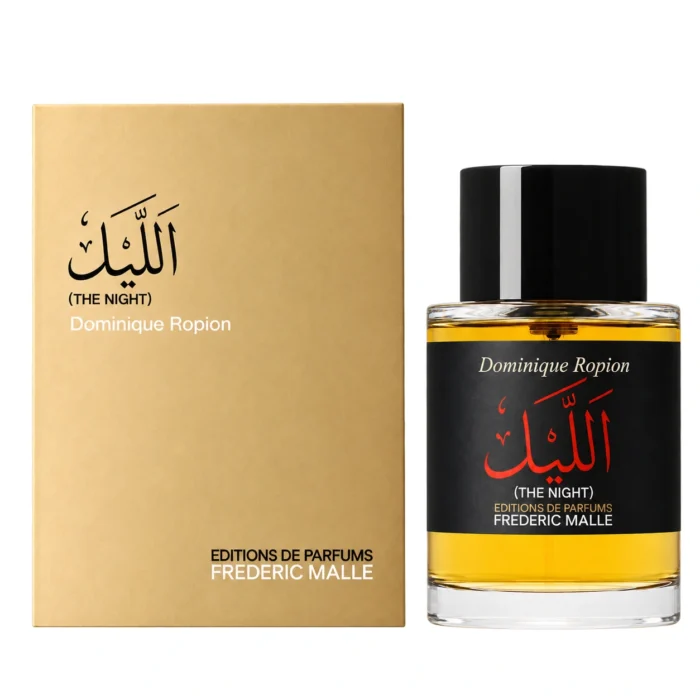Frederic Malle The Night Eau de Parfum 100ml bottle and gold carton on pure white