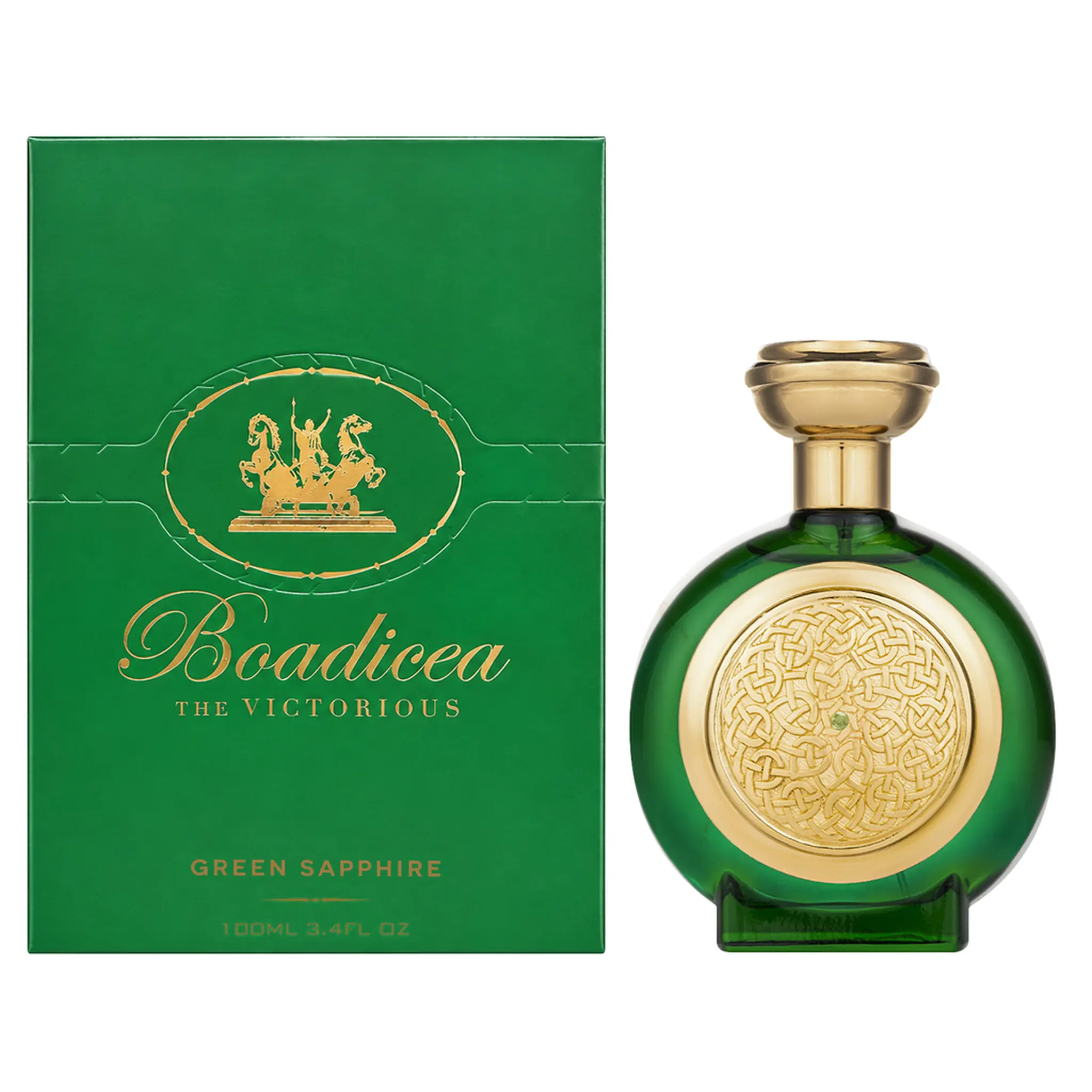 Boadicea the Victorious Green Sapphire 100ml bottle and green presentation box