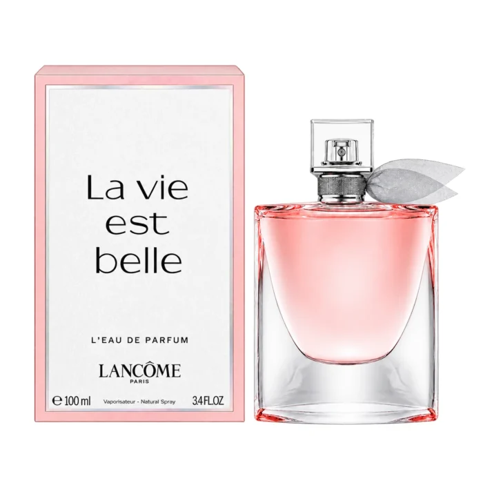 Lancôme La Vie Est Belle 100ml Eau de Parfum bottle and carton on pure white