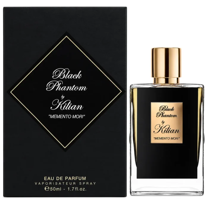 Kilian Black Phantom 50ml bottle and black diamond presentation box, front view