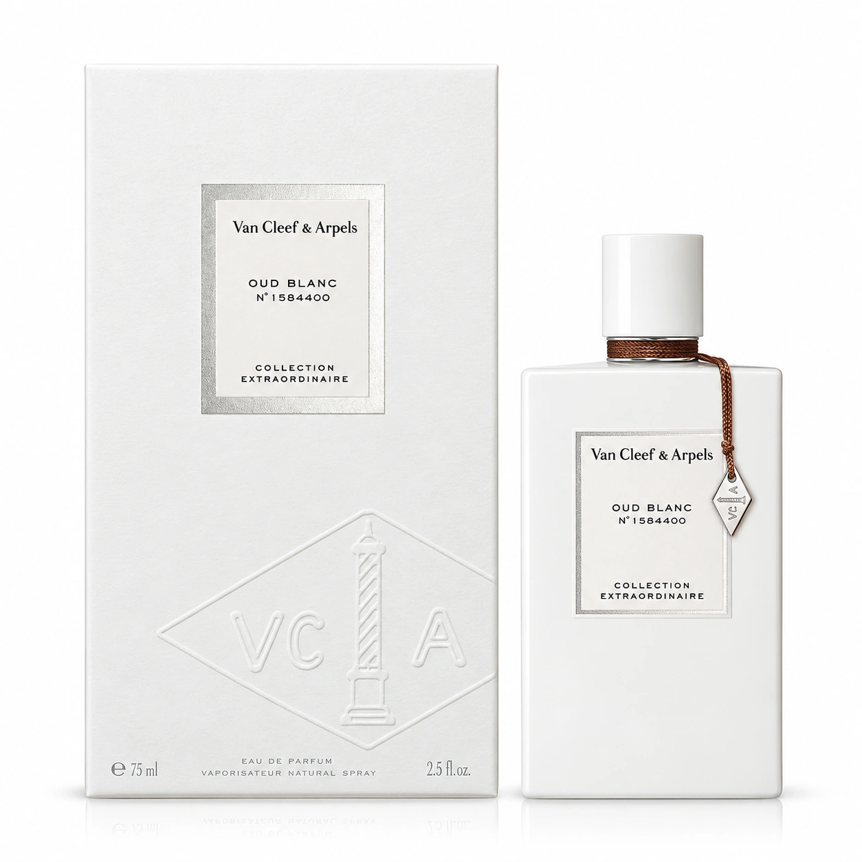 Van Cleef & Arpels Oud Blanc Eau de Parfum 75ml bottle and box